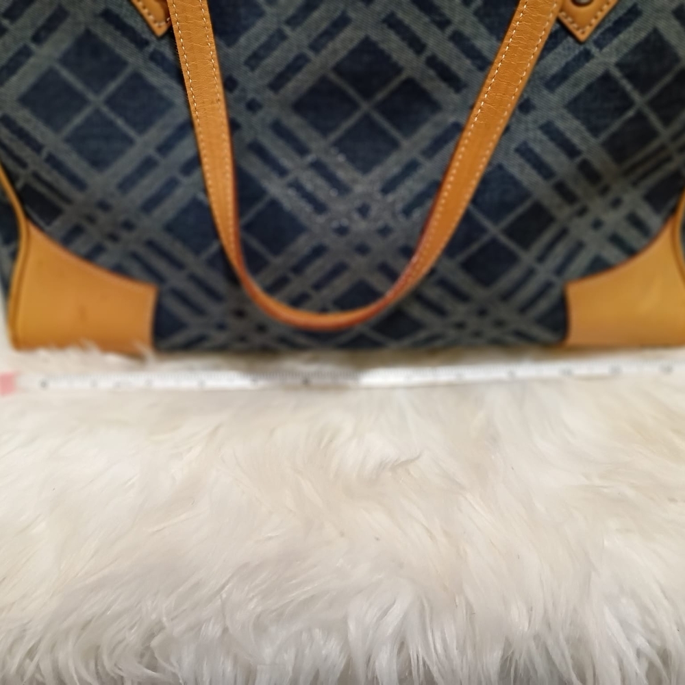 Burberry Blue and Tan Checkered Tote - Picture 3 of 6